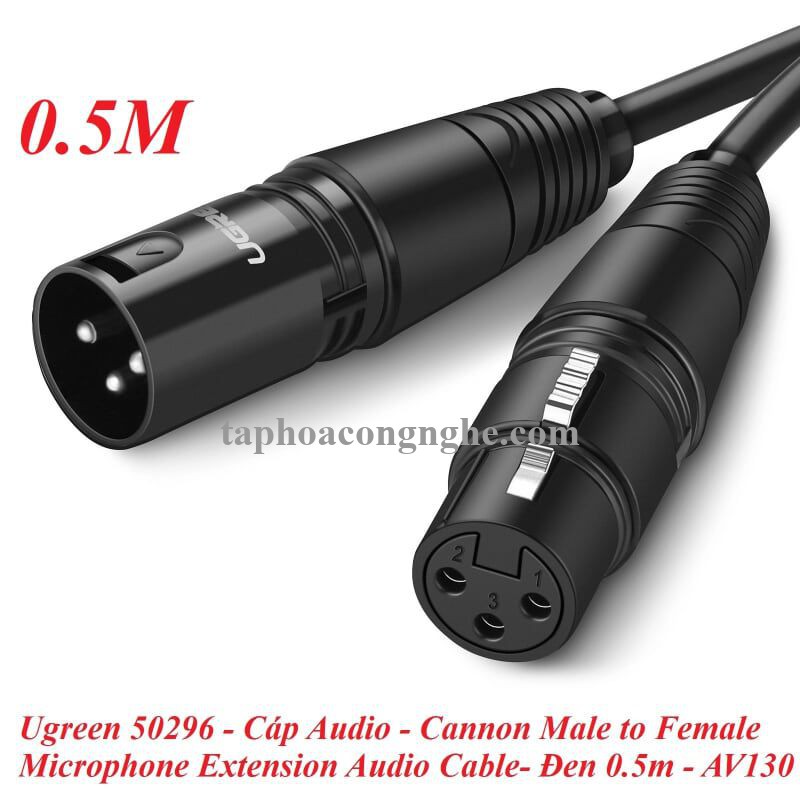 Ugreen 50296 0.5M Màu Đen Cáp nối dài Microphone Canon âm thanh AV130 30050296